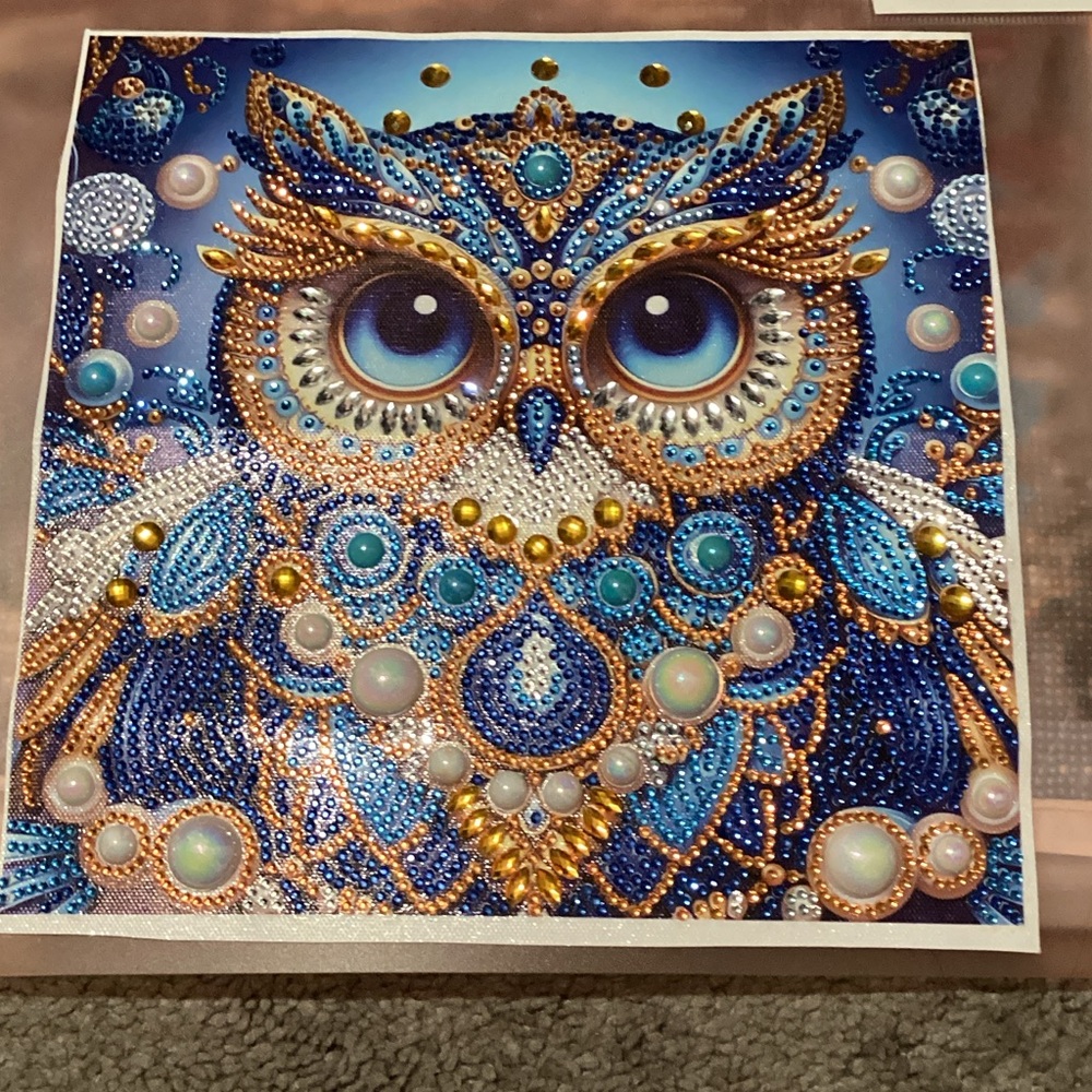Blue and Gold Owl Wall Art